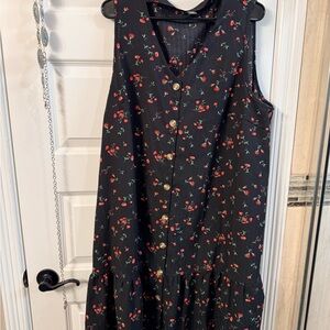 Floral Black Sleeveless Dress